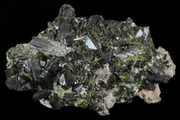Lustrous Epidote Crystal Cluster on Actinolite - Pakistan #68241